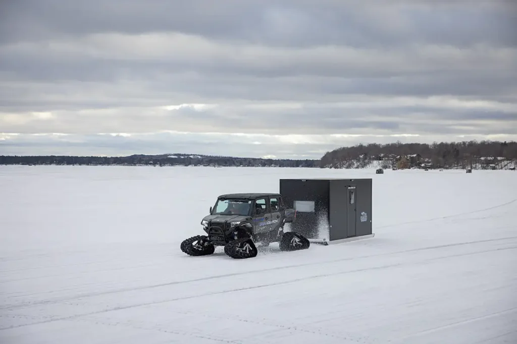 Hauling the Ice Fishing Shed is Insanely Easier with DURATRACKS on an XPEDITION